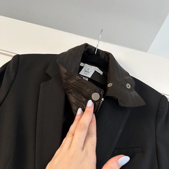 NWT Veronica Beard Classic Jacket w/ Leather Moto Dickey 2-pc Set Sz 0 Black - Picture 10 of 11